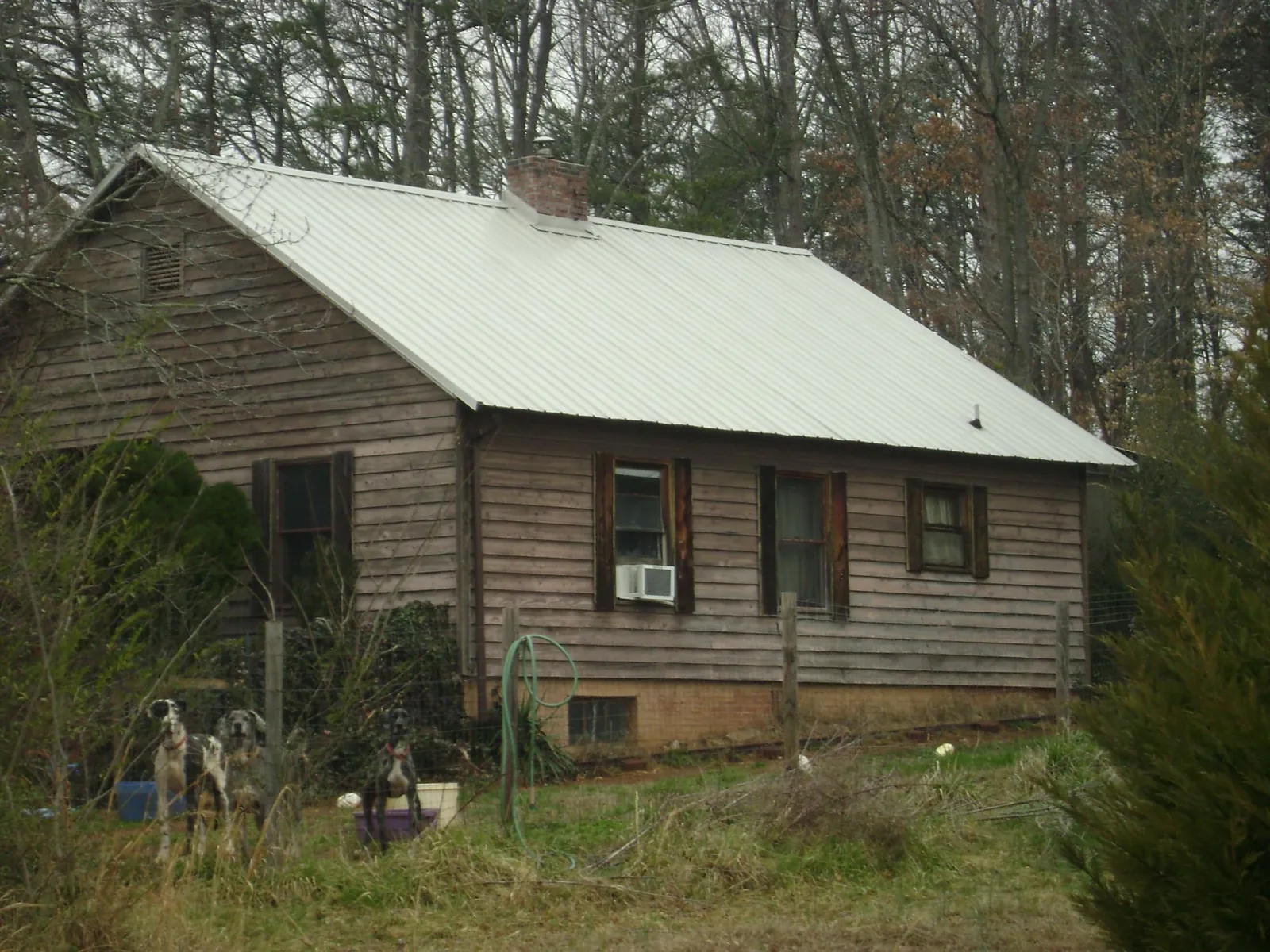 White metal roof on an old wood sided farmhouse, from a Asphalt Shingle Roof Repair job in Stockdale